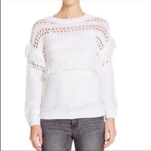 J.O.A. Fringed Crochet Sweater